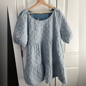 Madewell Floral Blue Quilted Dress New With Tags